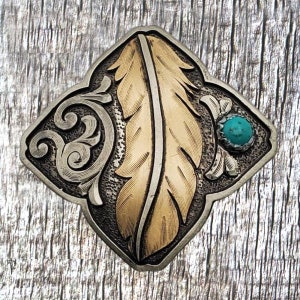 Feather Diamond Turquoise Concho