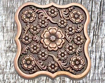 Blooming Floral 1-1/2 Inch Antique Copper Plated Concho