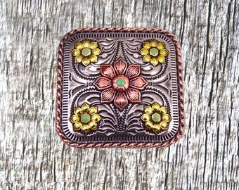 Cuadrado con Flors 1 inch concho