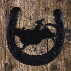 Cowboy Bull Rider & Horseshoe Black Finish Cabinet Knobs