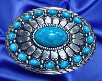 ハンドメイドターコイズ925スターリングシルバーベルトバックル