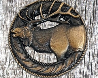 Elk 3D Concho, Antique Copper-Plated (1 Inch)