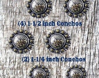 Tri-color Sunflower Berry Concho Saddle Set-2