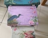 Unique, incredibly beautiful, designer set of 3 side tables, nest of tables, shabby chic, up cycled. Coffee table