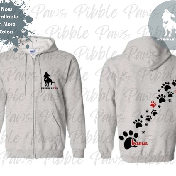 PERSONALISIERTES Floating Paw Print Zip-up Sweatshirt *aktualisiert* (UNISEX) | Hund Mama Zipup | Pitbull Mom Kapuzenpullover