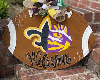 Football - Fall- Team Spirit- Door Hanger- Personalized- House Divided - Sports Decor