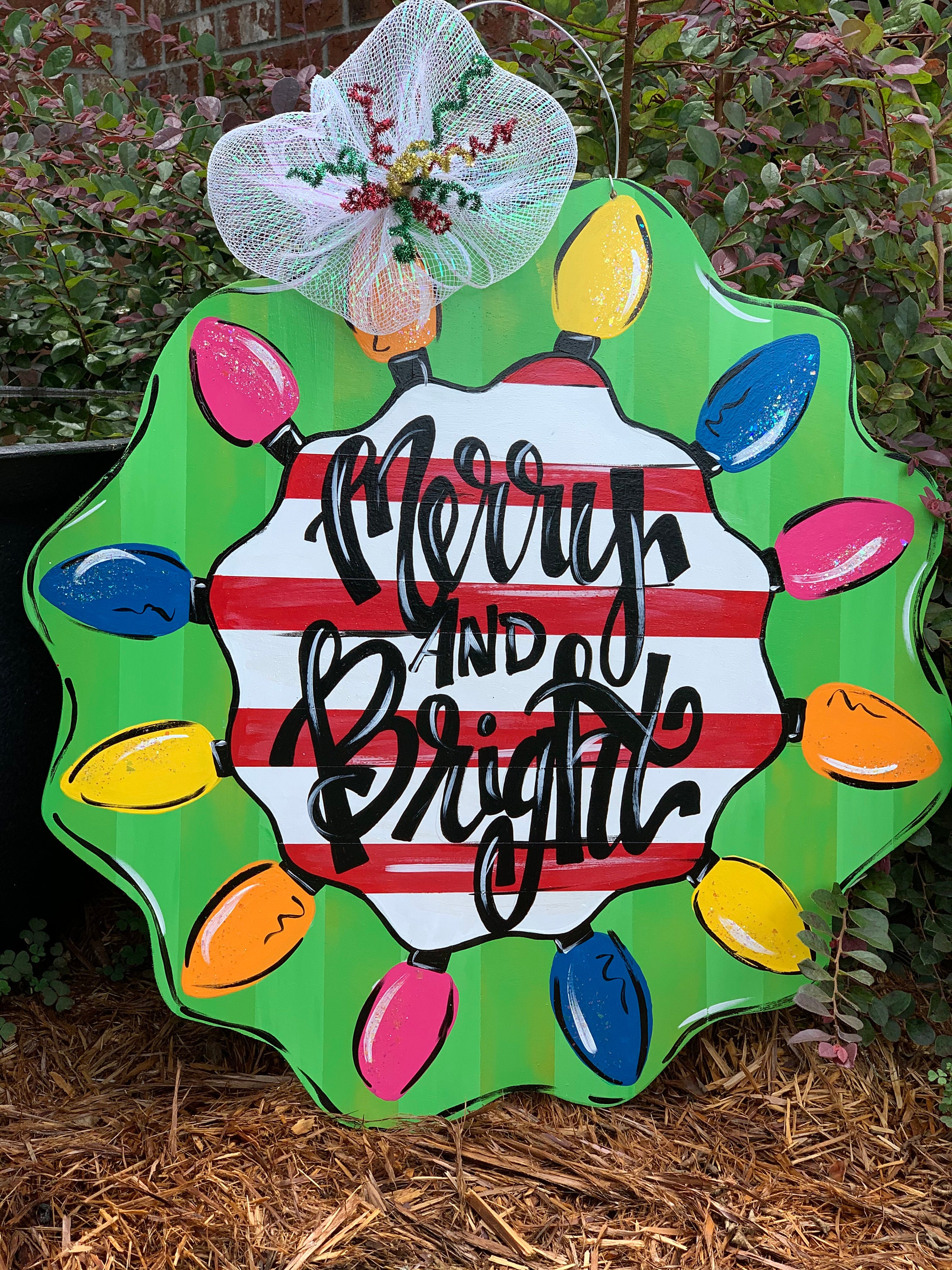 Christmas Wreath Lights Door Hanger Etsy