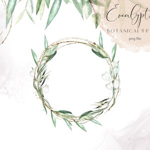Eucalyptus wreath clipart - Eucalyptus leafs wreath - Eucalyptus wedding clipart - Green leafs wreath - PNG instant download