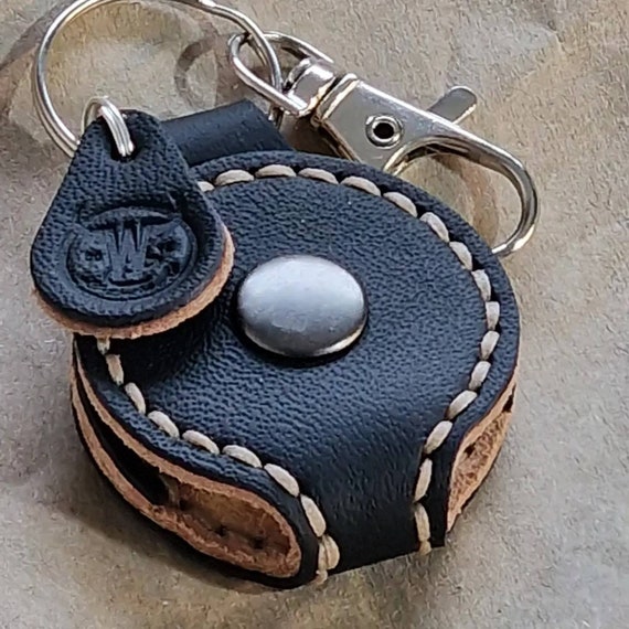Natural Leather Key Fob, 1 Pound Coin 23mm, Ring Holder, Keychain