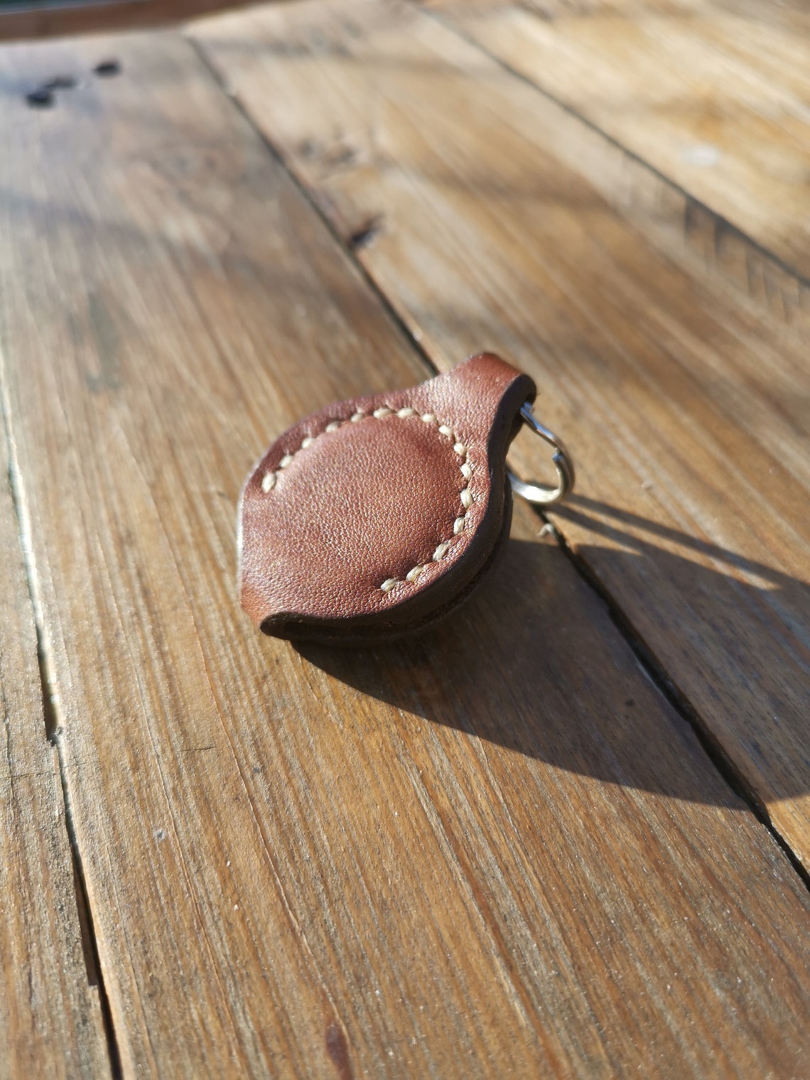 Natural leather key fob coin holder coin keychain Etsy