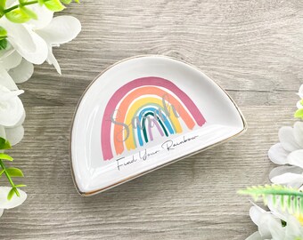 Rainbow Ring Dish Rainbow Heart Ring Holder Personalized Pride Gift