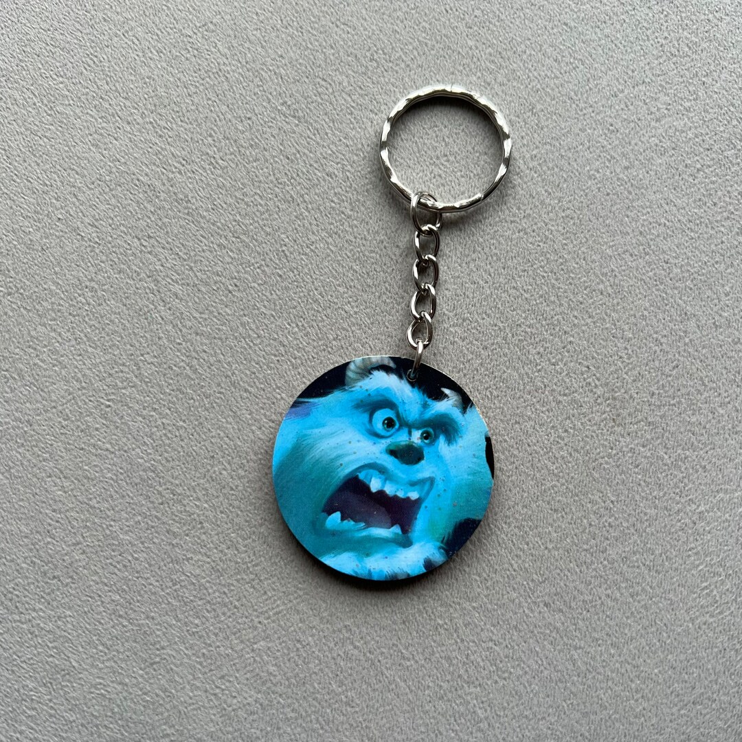 Upcycled Disney Book Monsters Inc Sully Wooden Keyring Key Etsy