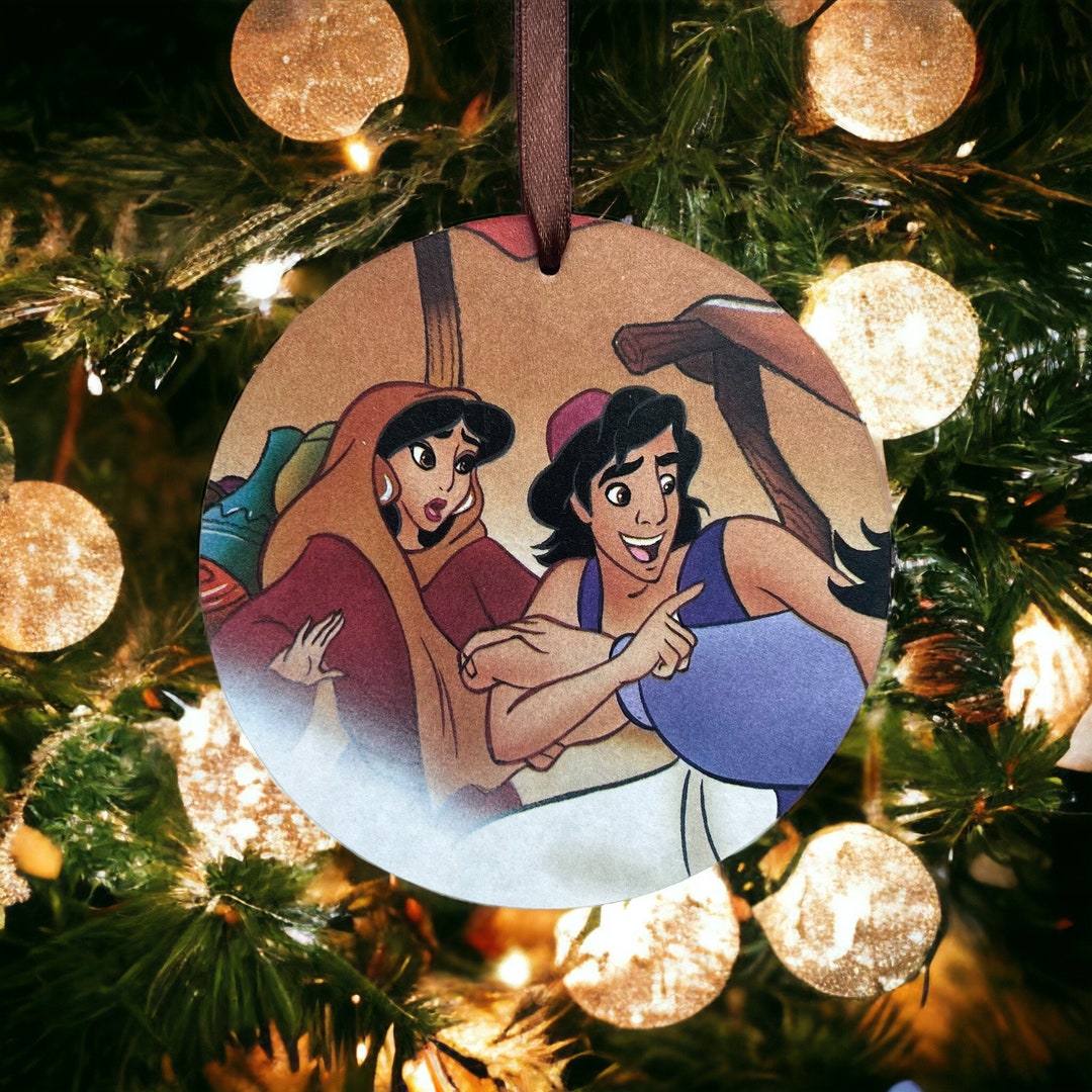 Aladdin Tree Upcycled Disney Book Aladdin Jasmine Wooden Plaque Hanging Christmas ...