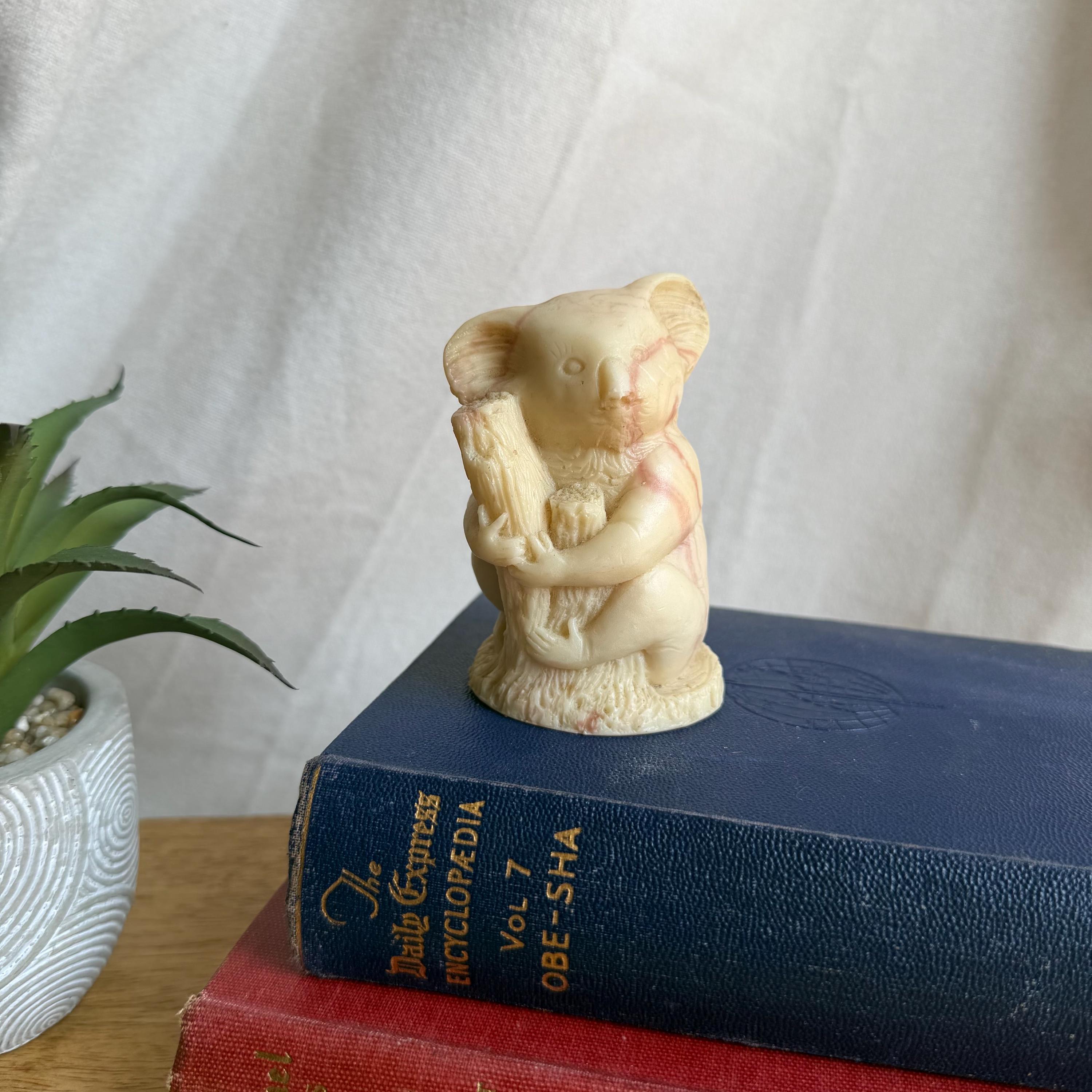 Vintage Koala Bear Hand Carved Rose Colored Marlestone Australia