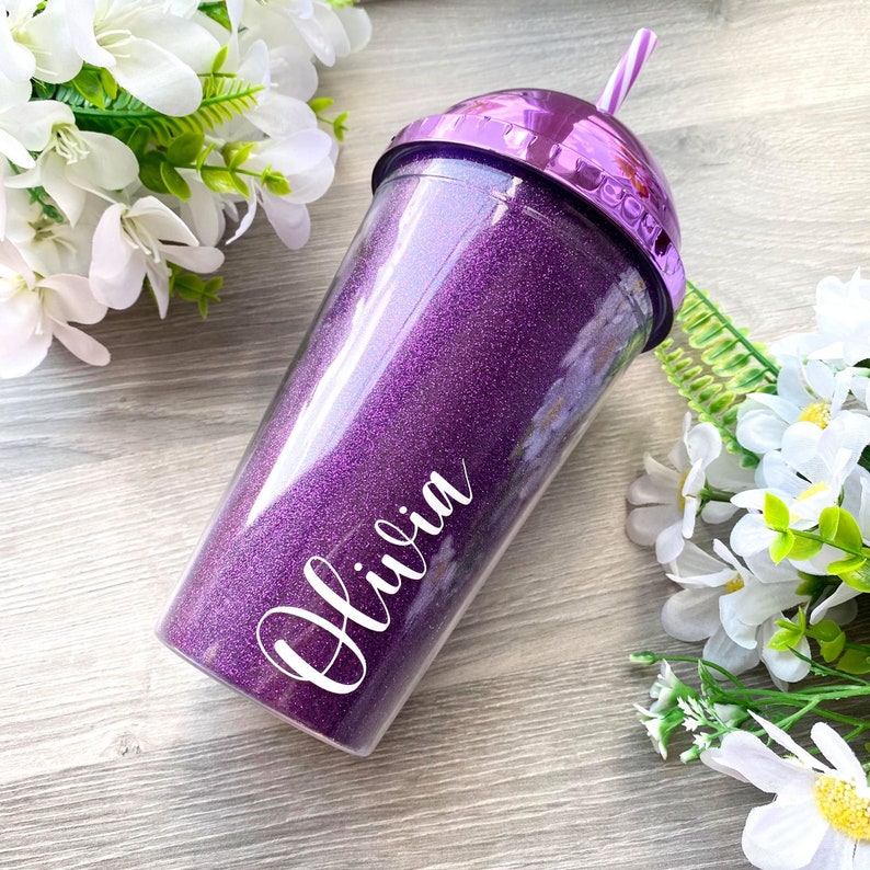 glitter straw water bottle