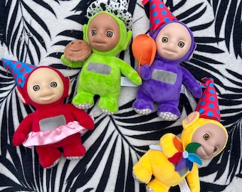 Vintage 1998 Teletubbies Plush Set: Po, Dipsy, Laa Laa - Eden Toys