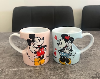 Disneyland Paris Mickey & Minnie Together Forever Mugs Heart X 2 Disney Cups