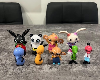 Golden Bear Bing Bunny Set Of 9 Toy Figures / Characters Bing And Friends