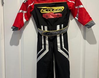 Disney Store Cars Lightning McQueen Costume Pit Crew Jumpsuit Reversible