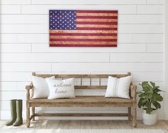 Wooden American Flag, Rustic Wooden Flag, Handmade Wood Flag
