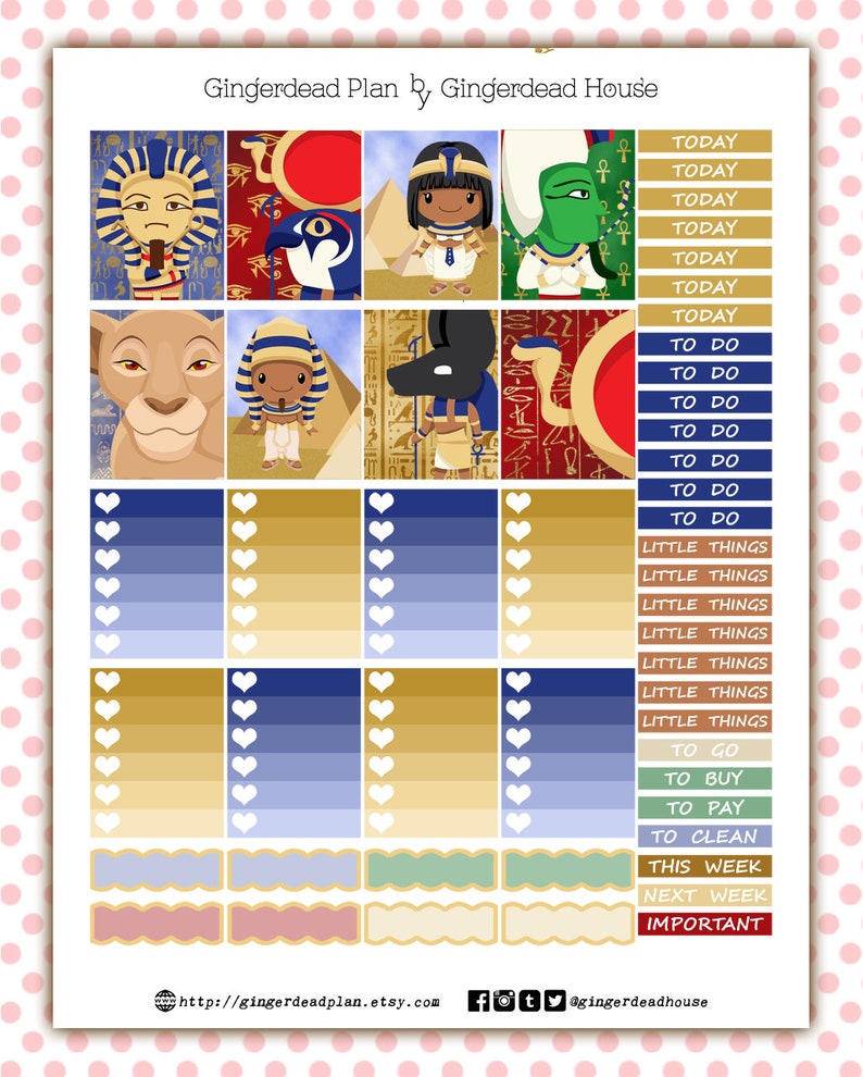 Pharoah's Place Ancient Egypt Egyptian Printable Planner Sticker Kit EC Vertical image 2