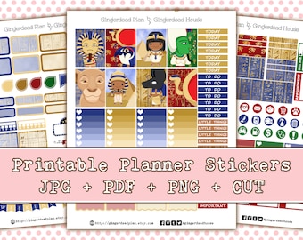 Pharoah's Place ~ Ancient Egypt ~ Egyptian Printable Planner Sticker Kit - EC Vertical