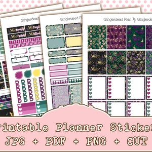 Brocaded Beauty ~ Silk ~ Fabric ~ Asian Motif Printable Planner Sticker Kit - EC Vertical