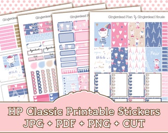 La Purrisian for HP Classic - French Cats - Kitties in Paris Printable Planner Sticker Kit