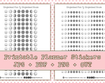 Kawaii Moon Faces ~ Moon Phases ~ Cute Moons Printable Planner Icon Stickers