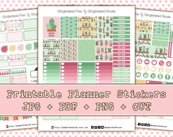 Succulent Sensation - Cute Cactus Printable Planner Sticker Kit - EC Vertical