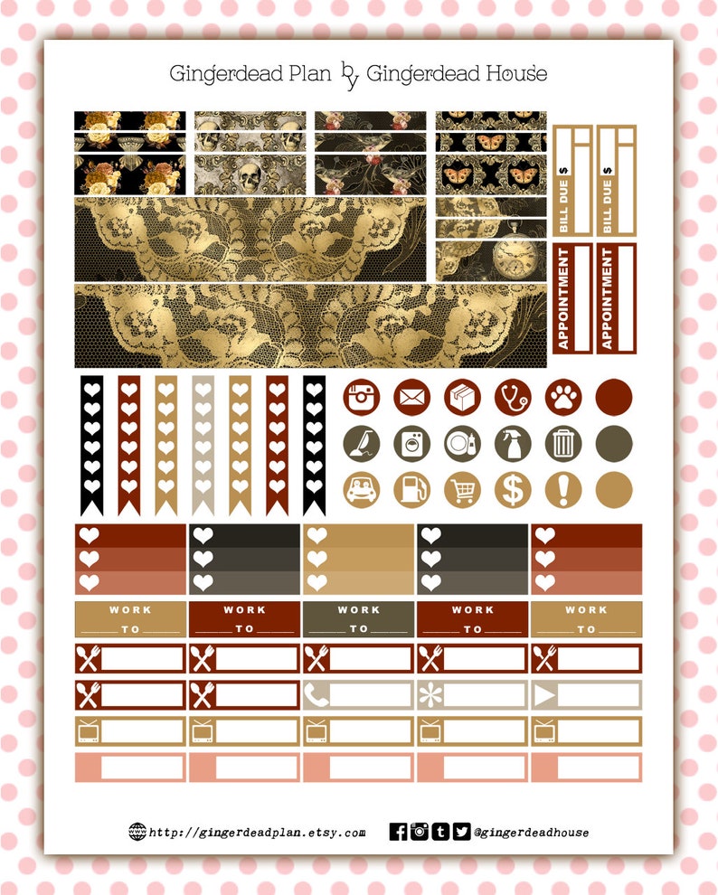 Victorian Gothic Steampunk Halloween Printable Planner Sticker Kit EC Vertical image 4