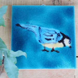 Hand painted Garden Bird  hanging art tile , ceramic wall art, hanging picture tile , ceramic wall decoration ,decorative tile art