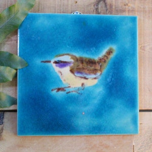 Hand decorated Bird  hanging art tile , ceramic wall art, hanging picture tile , ceramic wall decoration , picture gift tile