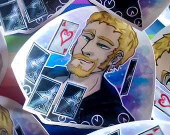 Kingdom Hearts - Luxord Watercolour Headshot Sticker 10x10cm