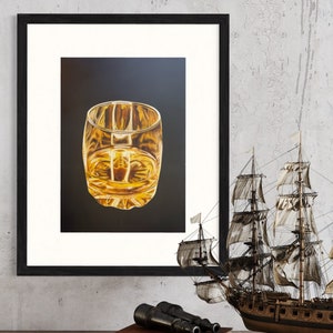 Rum glass airbrush on cardboard