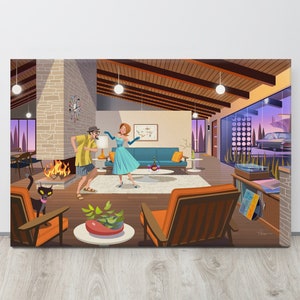 Mid Century Modern Wall Art, Mid Century Canvas Print, Mid Century Modern Furniture, Modernist Art, Atomic Ranch
