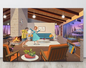 Mid Century Modern Wall Art, Mid Century Canvas Print, Mid Century Modern Furniture, Modernist Art, Atomic Ranch