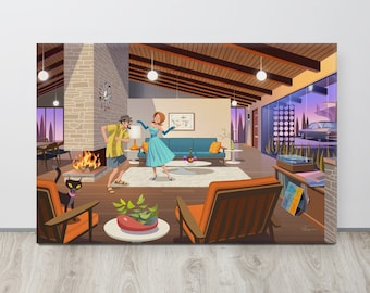 Mid Century Modern Wall Art, Mid Century Canvas Print, Mid Century Modern Furniture, Modernist Art, Atomic Ranch