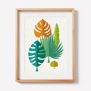 Mid Century Modern Wall Art, Tiki Art Print, Mid Century Art Print, Tropical Botanical Art Print, Tiki Wall Art, Tiki Bar