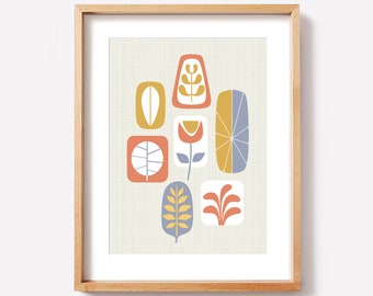 Mid Century Modern Art Print, Eames Era Botanical Wall Art Mid Century Decor Contemporary Art