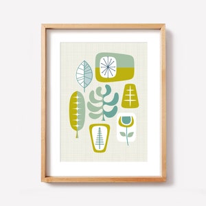 Mid Century Modern Art Print, Eames Era Botanical Wall Art Modernist Art Contemporary Decor