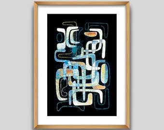 Mid Century Modern Art Print Modernist Atomic Wall Art Abstract Mid Century Modern Art, Modern Art
