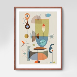 Mid Century Wall Art, Atomic Art Print, Modernist Art, Mid