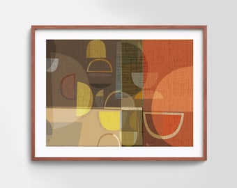 Arte mural de mediados de siglo, impresión de arte moderno de mediados de siglo, arte abstracto modernista, arte moderno