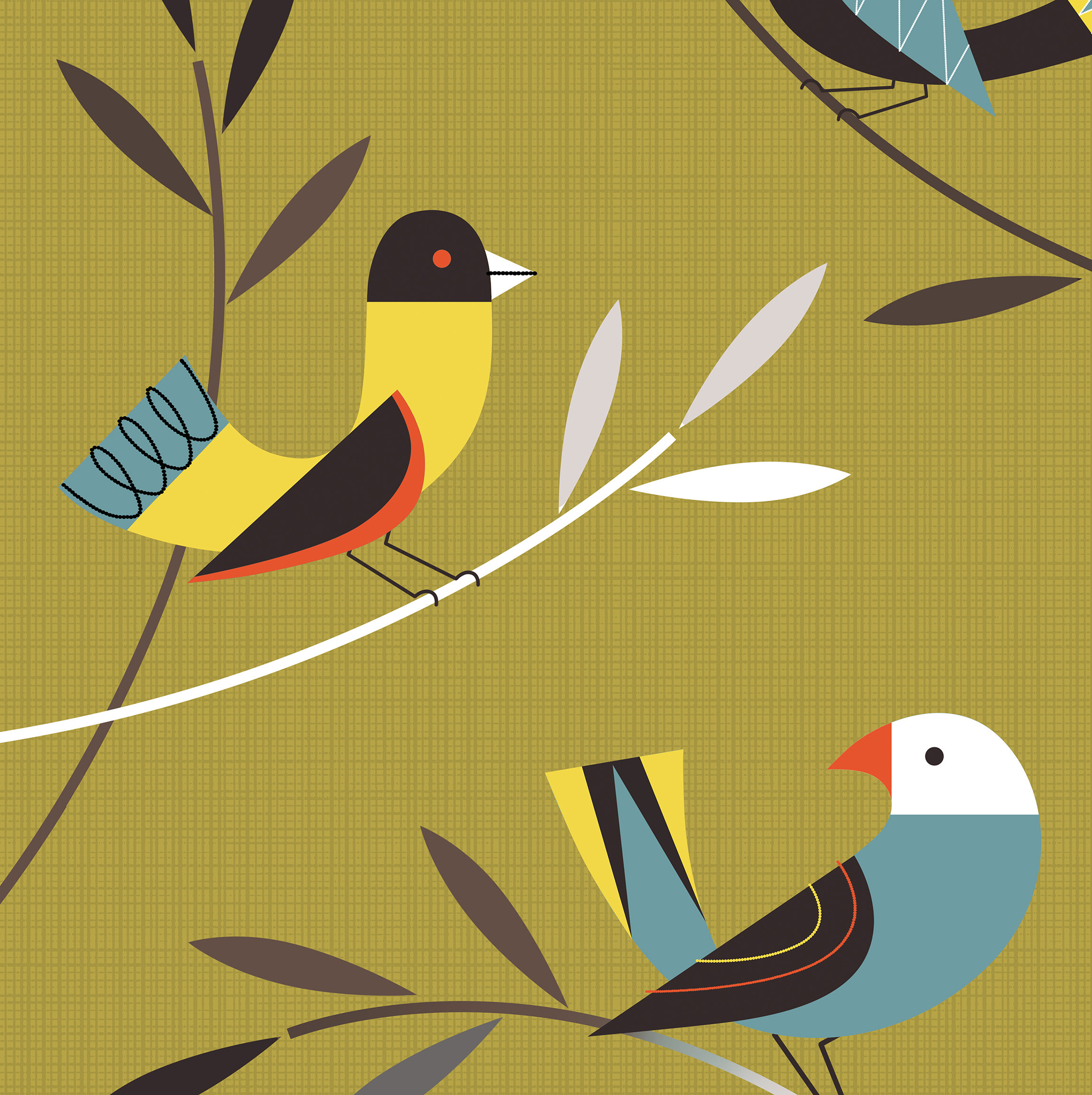 Mid Century Modern Art Modern Birds Modernist Wall Art Etsy