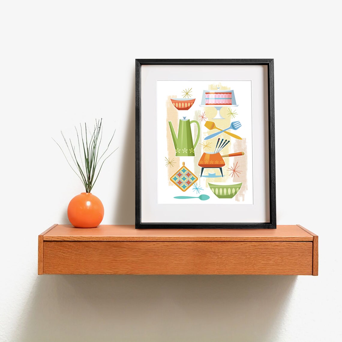 Mid Century Modern Wall Art Modern Kitchen Decor Vintage - Etsy