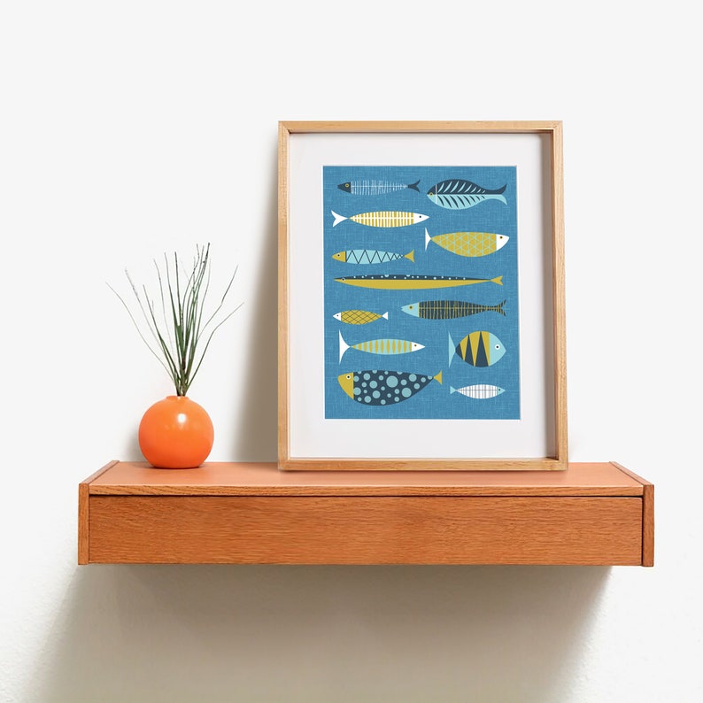 Mid century modern fish print