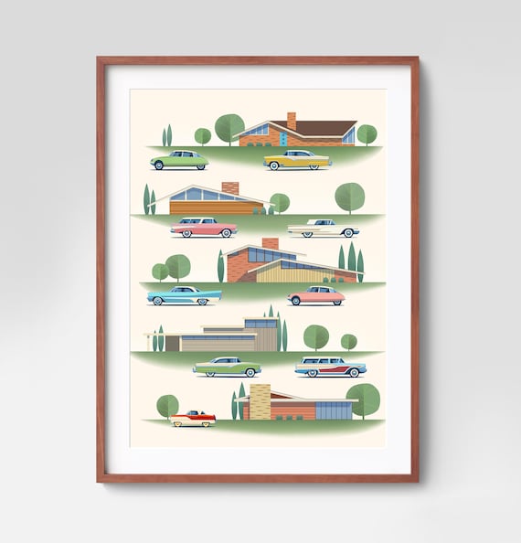 Mid Century Modern Wall Art, Mid Century Art, Mid Century Architecture, Atomic Ranch, Modern Art