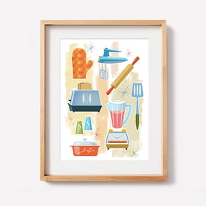 Mid Century Wall Art, Mid Century Modern Art, Atomic Art, Modern Kitchen, Kitchen Decor