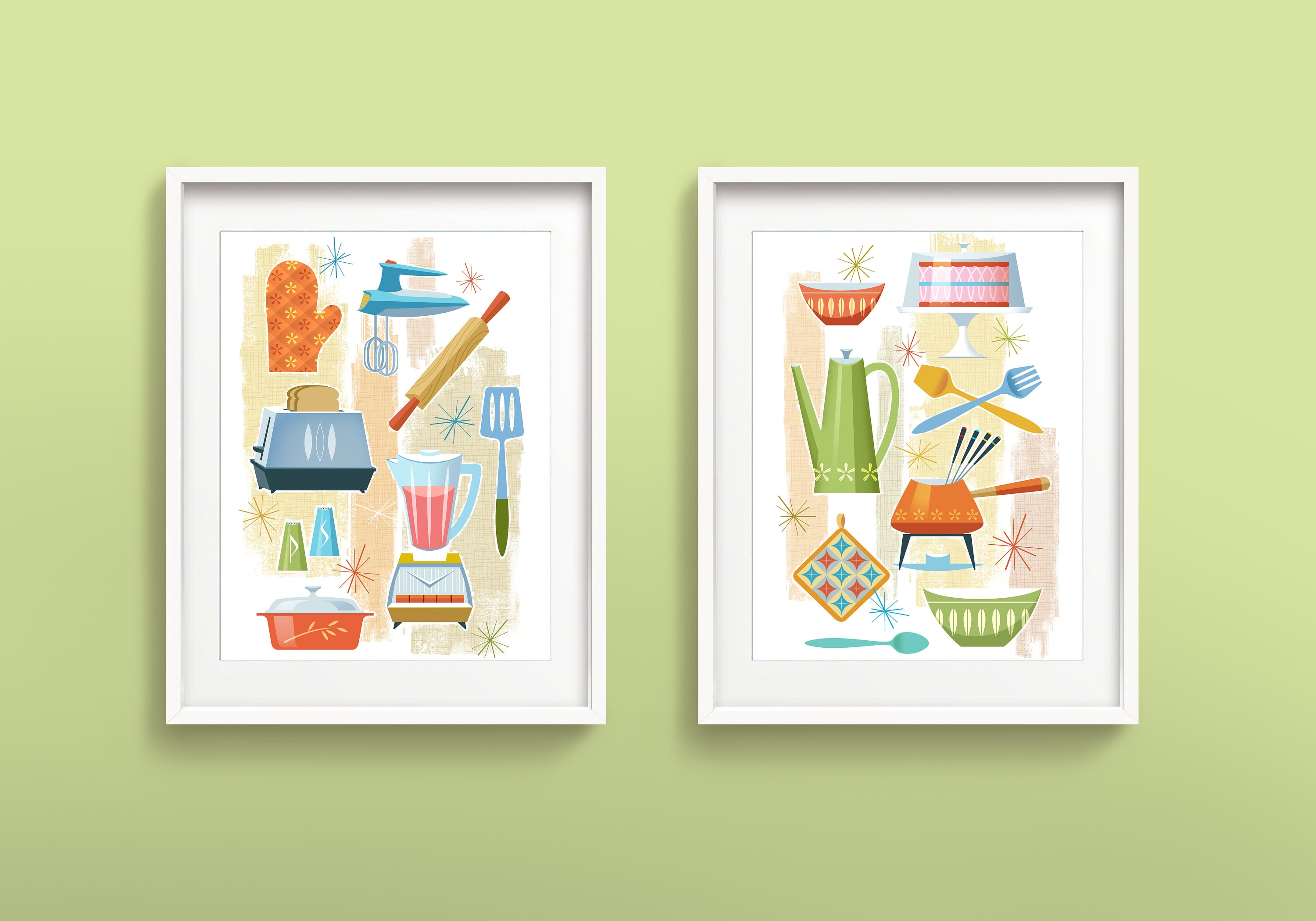 Mid Century Modern Wall Art Modern Kitchen Decor Vintage | Etsy